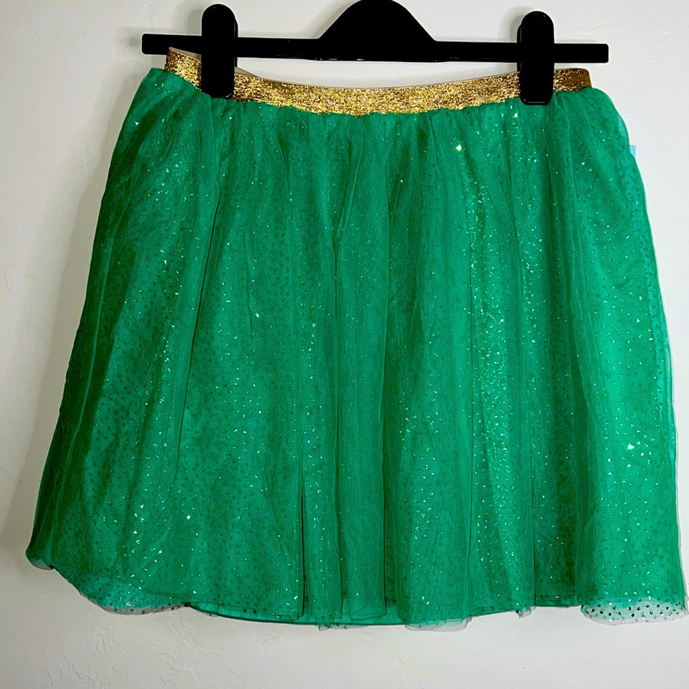 Cat & Jack Sparkling Green Skirt with Gold Band‎